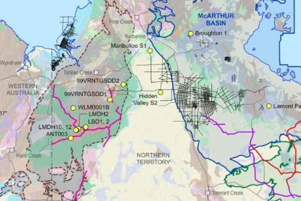 Regional map of the Birrindudu, McArthur and South Nicholson basins showing key seismic surveys and selected drill holes