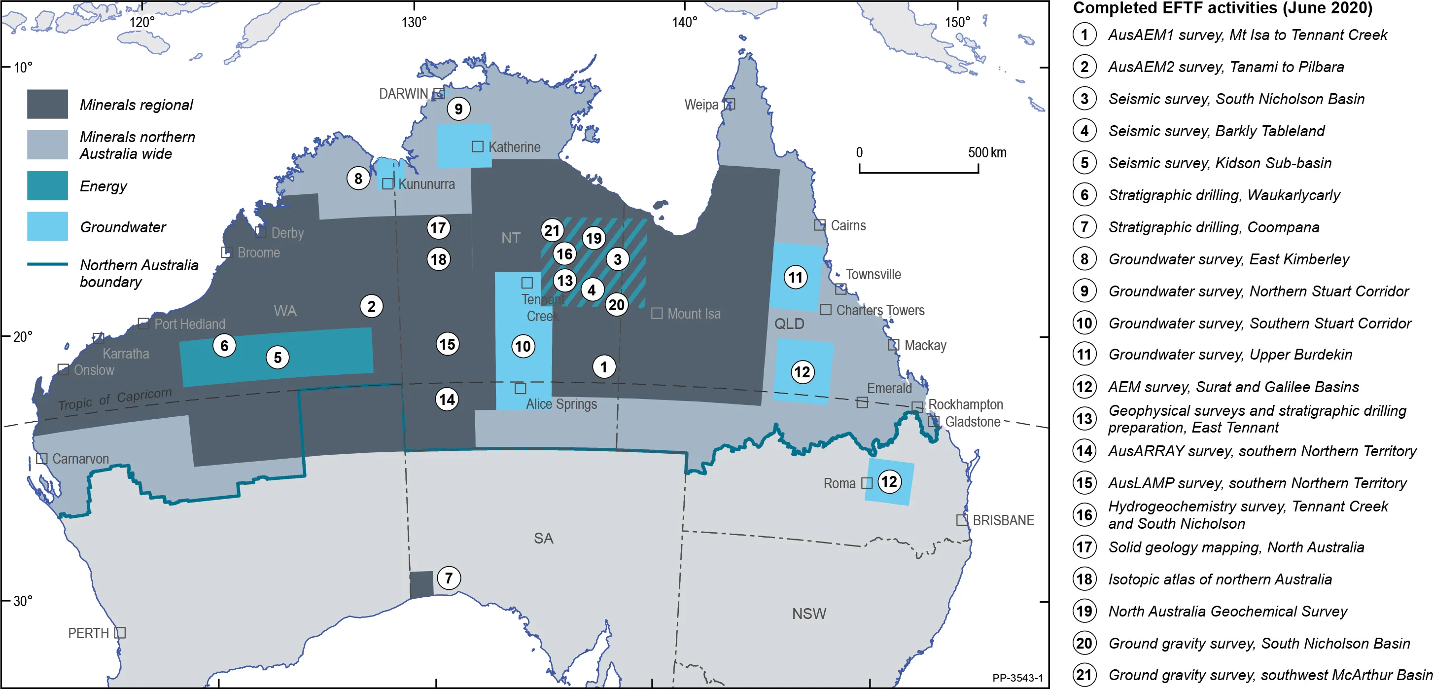 A map of completed Exploring for the Future activities 2016-20 (high resolution)