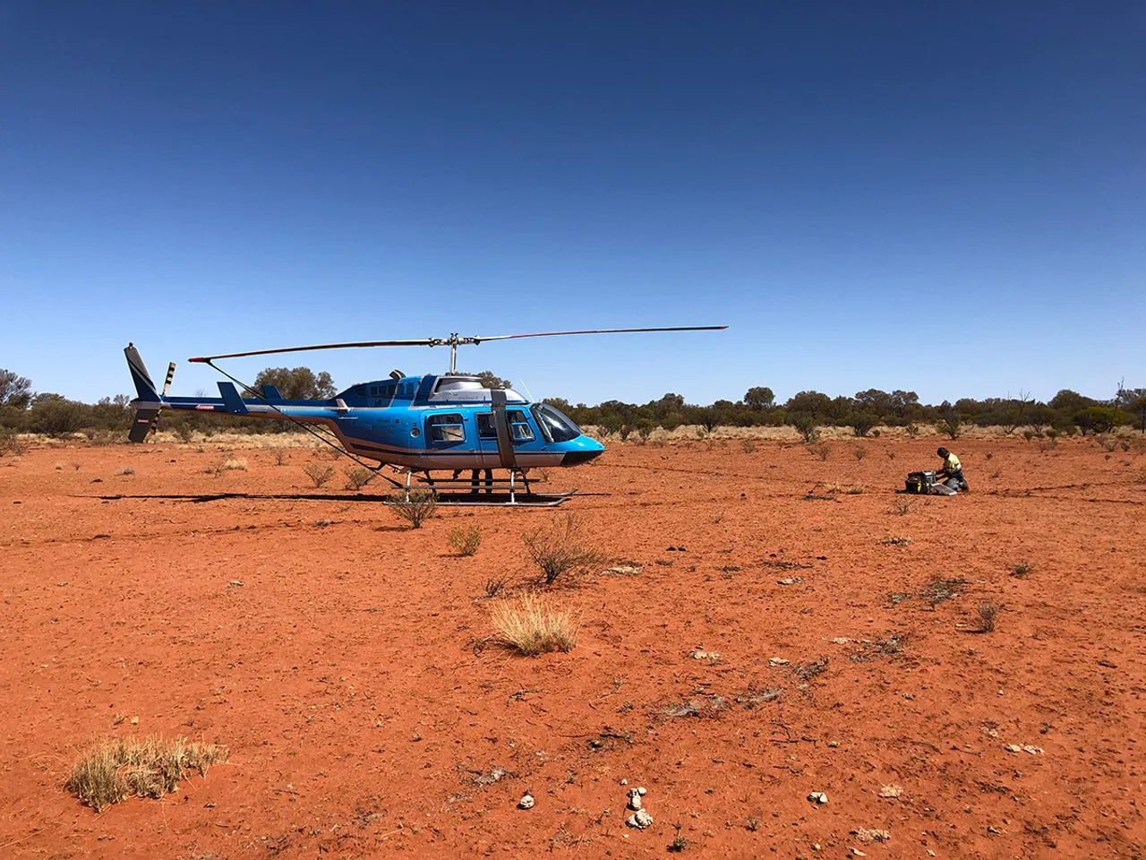 Magnetotelluric data collection equipment being deployed on site in the Northern Territory.