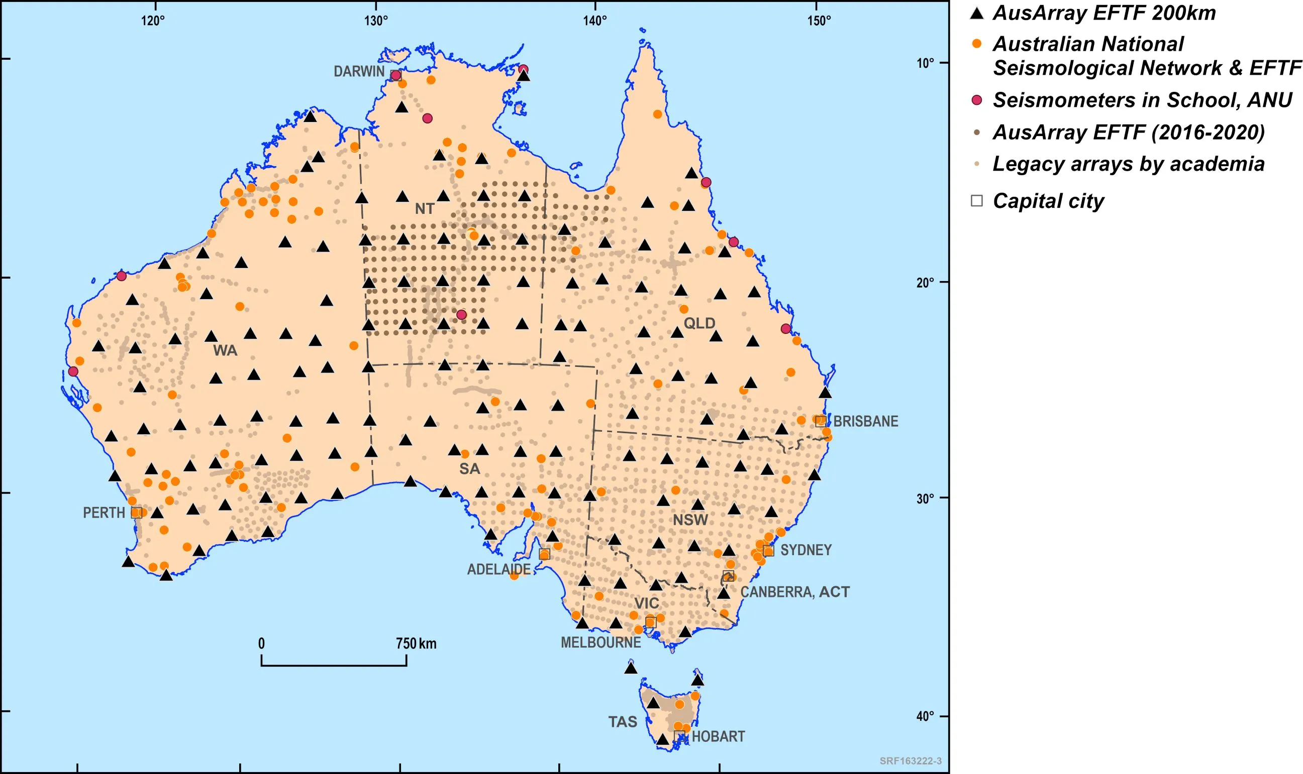 Location of AusArray seismic stations as at June 2024