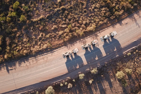 Trucks following one another