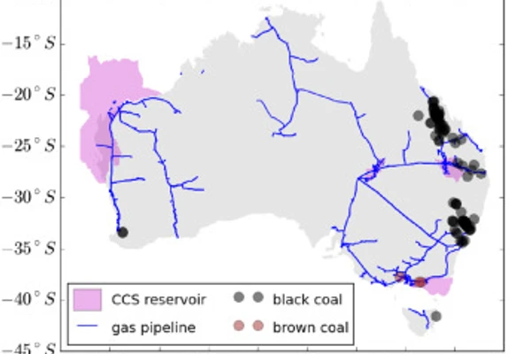 Locations of carbon sequestration reservoirs, gas pipelines and mines considered when determining hydrogen production from nonrenewable sources