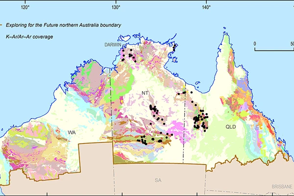 Spatial coverage of Ar-Ar isotope data for northern Australia (compilation in progress).